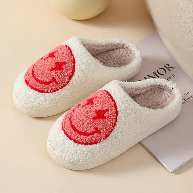 House Slippers for Women, Cute Big Small Heart, Fluffy Cozy Home Comfy Shoes for Ladies, Indoor Slippers for Winter, Mushroom